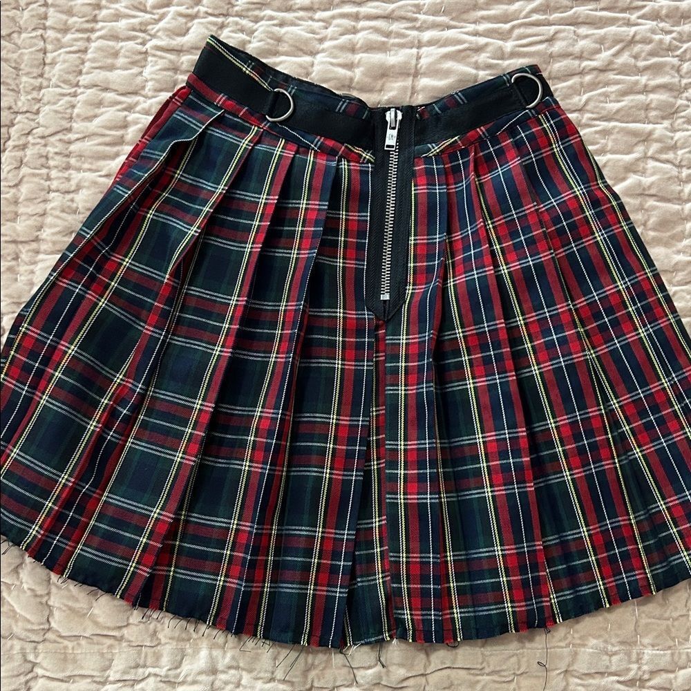 Dolls kill Current Mood Red and Blue Plaid A-Linepleated, small new with tags - Picture 3 of 7